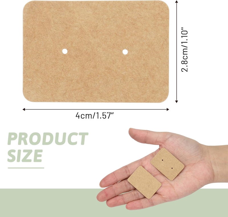 fuceury Earring Card Holder - 300 PCS Earring Display Holder Cards, 1.1"x1.6" Blank Paper Cards with 2 Holes, Earring Display Cards for Selling Earrings Necklace Jewelry DIY Crafts (Brown) - Image 2